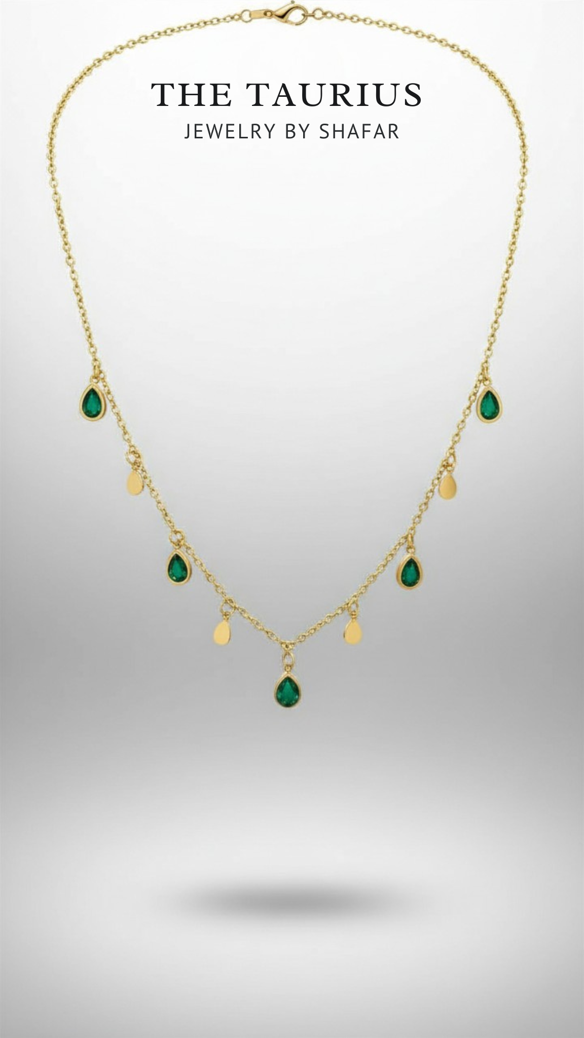 Emerald Green Droplet Charm Necklace