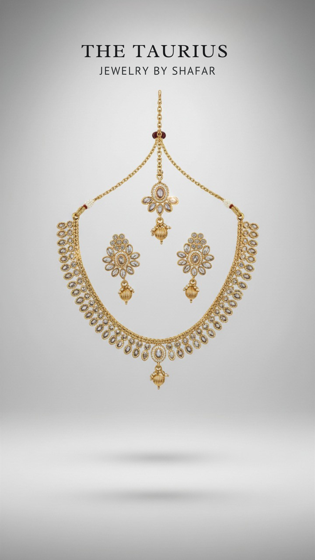 Polki Diamond Bridal Necklace Set with Earrings & Maang Tikka