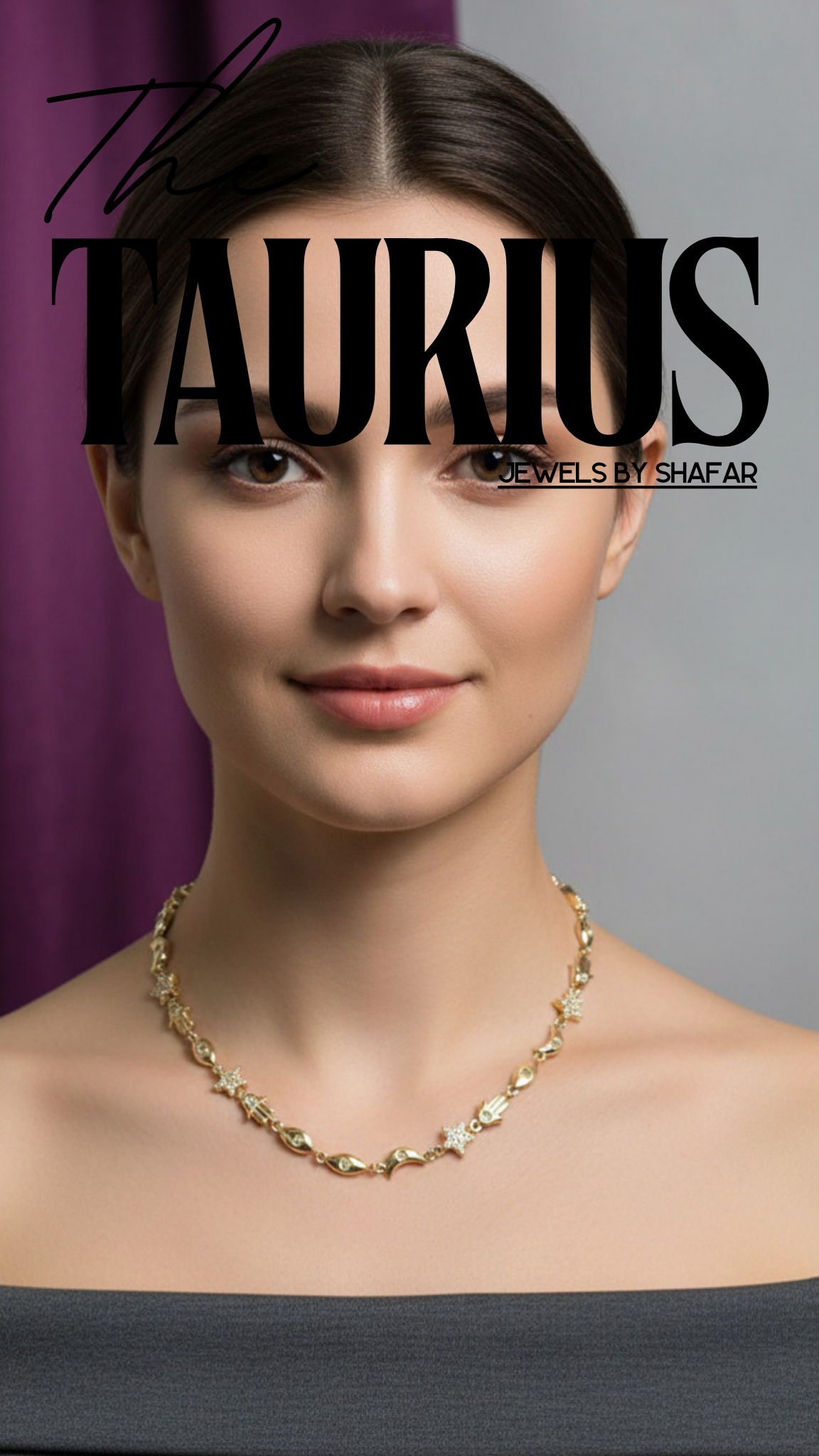 Gold Twisted Link & Diamond Star Station Necklace