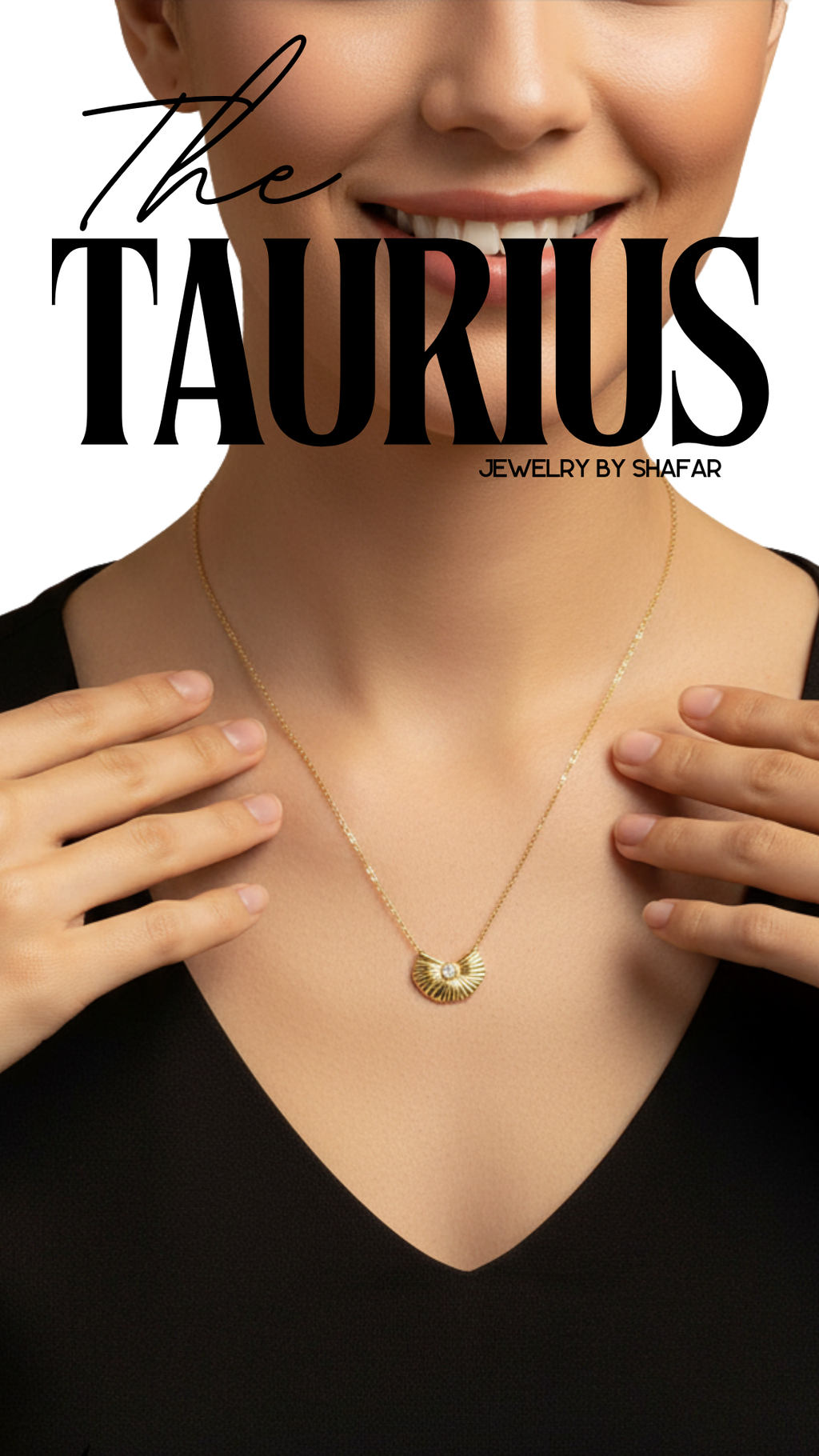 Gold Sunburst Fan Diamond Solitaire Pendant Necklace