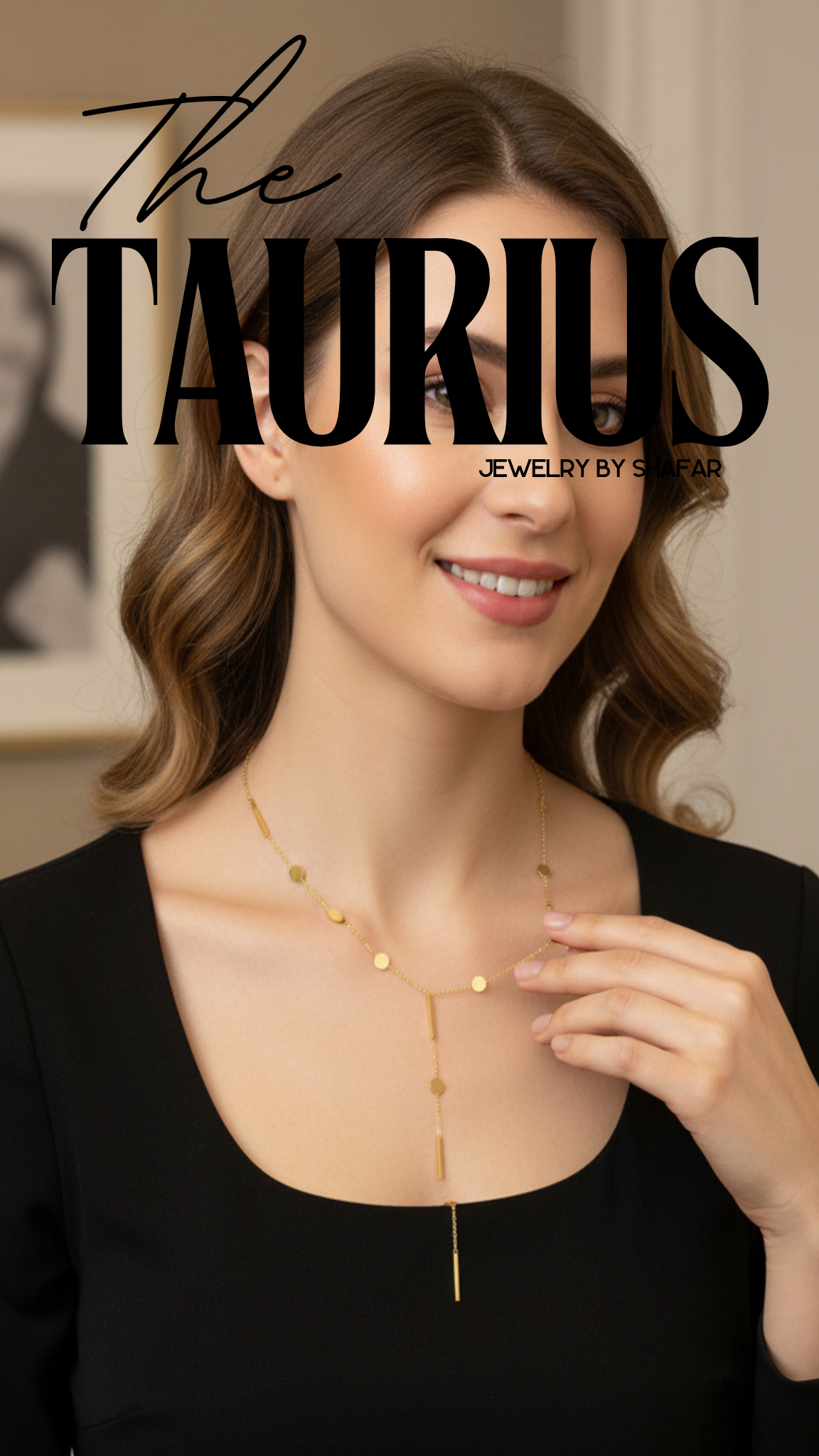 Gold Coin Disc & Bar Lariat Y-Drop Station Necklace